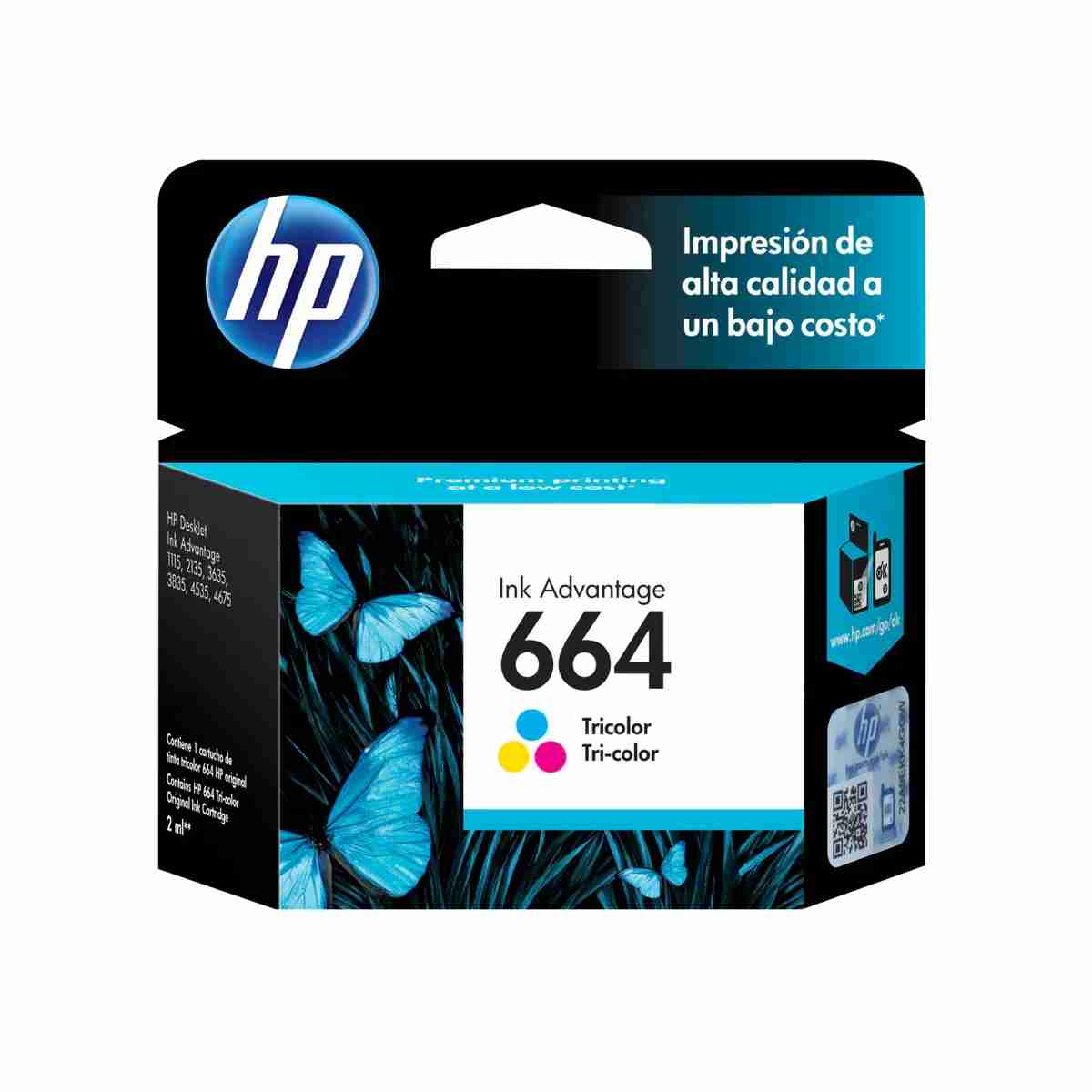 Cartucho de tinta HP 664 Tricolor (F6V28AL) DeskJet 1115, 2135, 4535, 4675 100 Pag.